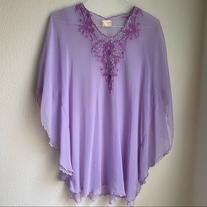 Vixen, Purple top with embroidery on neckline and sleeve